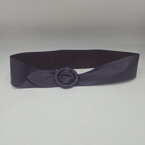Via Spiga Accessories - Vintage Plum Purple Wide Leather Waist Loop Belt Sz M Fits Up To 32"